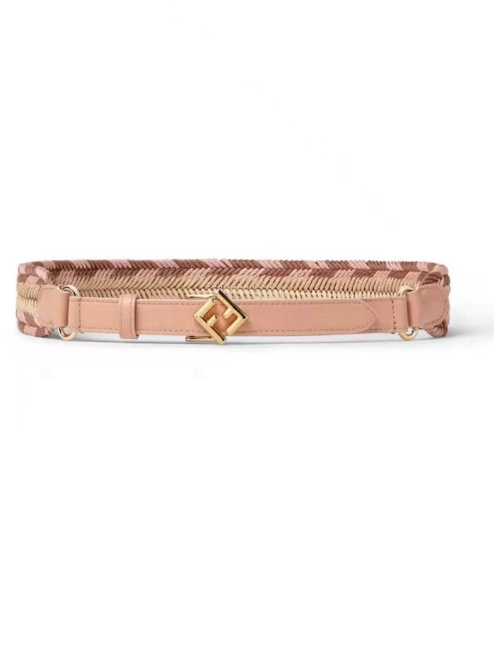 FENDI FF Logo Leather and Fabric Belt